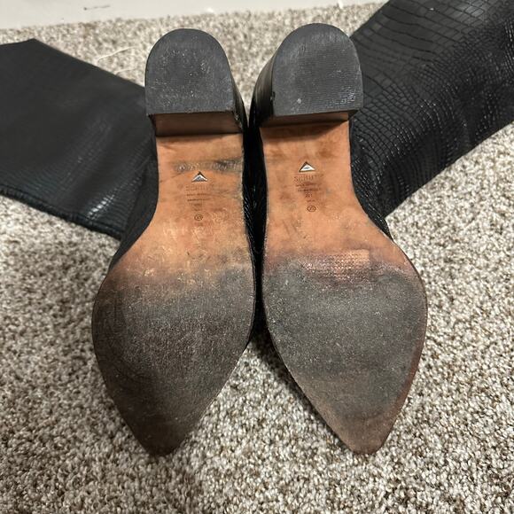 SCHUTZ Women's Analeah Black Croc Boot Size 8B - Picture 8 of 10